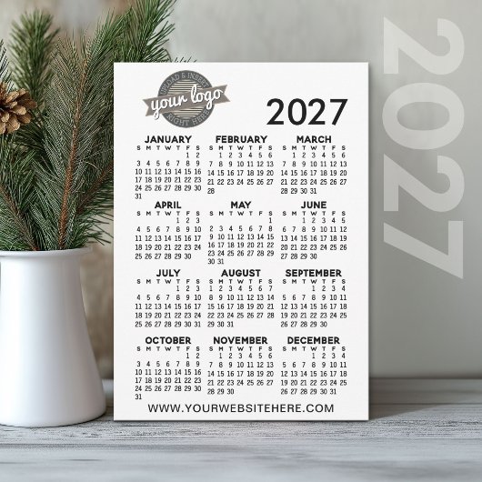 2027 heeljaaroverzichtskalender met bedrijfslogo kaart