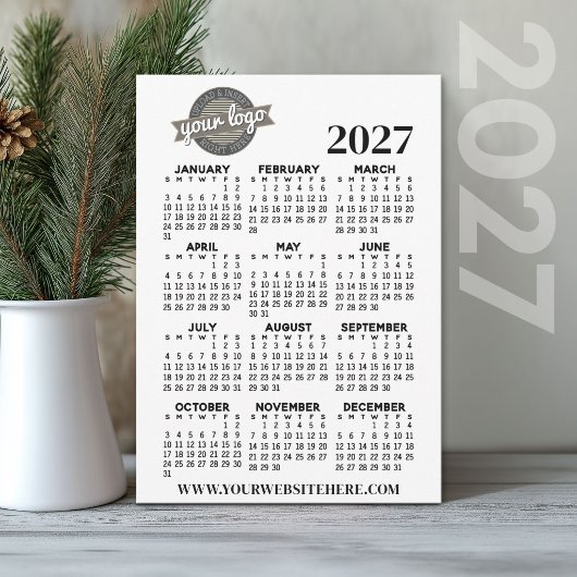 2027 heeljaaroverzichtskalender met bedrijfslogo kaart
