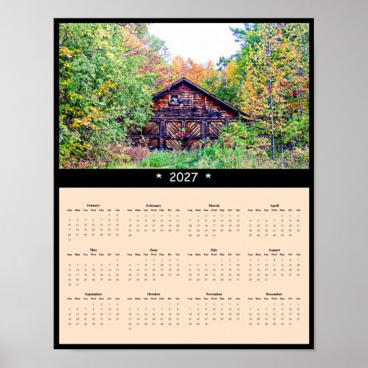 2027 Herfst Schuur Muurkalender - Rustieke Herfst Poster (Voorkant)