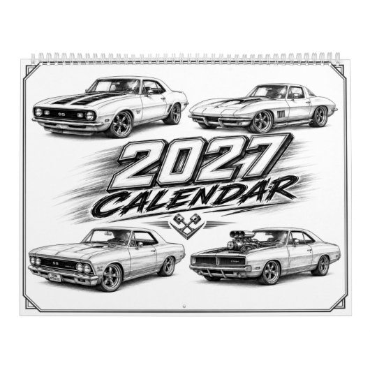 2027 Hot Rod Spierkracht Auto Kalender (Hoes)