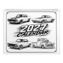 2027 Hot Rod Spierkrachtige Auto Kalender