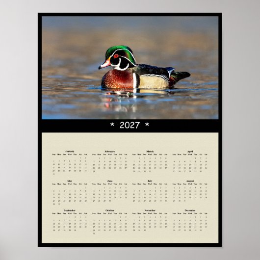 2027 Hout Eend Muurkalender - Levendig Verenkleed Poster (Voorkant)