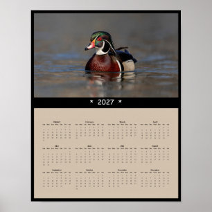 2027 Hout Eend Muurkalender - Natuur Vogels Poster