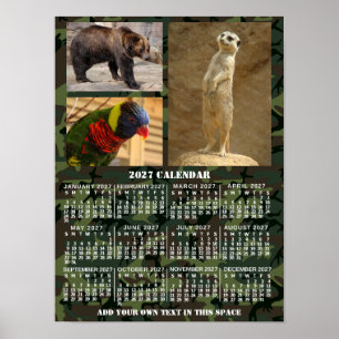 2027 Jaar Maandkalender Camouflage Voeg 3 foto's t Poster