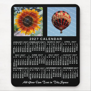 2027 Jaar Maandkalender Zwart Aangepast 2 Foto's Muismat