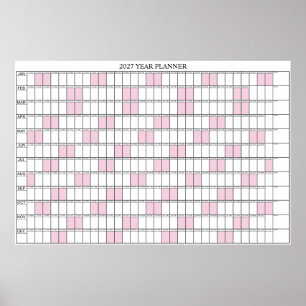 2027 Jaar Overzicht Eenvoudige Wand Planner Kalend