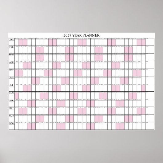 2027 Jaar Overzicht Eenvoudige Wand Planner Kalend (Voorkant)