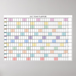 2027 Jaar Overzicht Eenvoudige Wand Planner Kalend