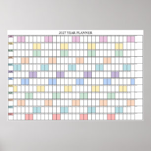 2027 Jaar Overzicht Eenvoudige Wand Planner Kalend