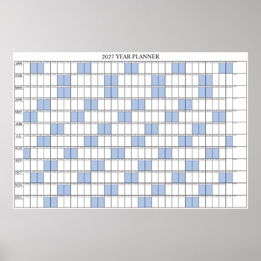 2027 Jaar Overzicht Simpele Muur Planner Kalender (Voorkant)