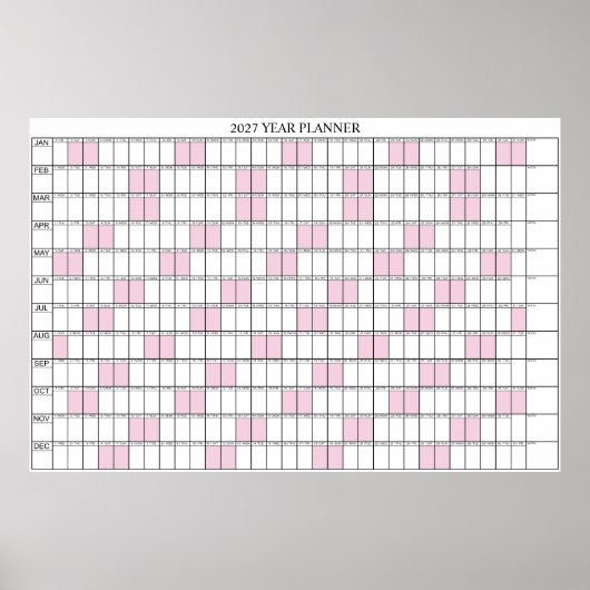 2027 Jaar Overzicht Simpele Muur Planner Kalender (Voorkant)