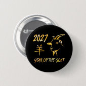 2027 Jaar Van De Geit Ronde Button 5,7 Cm (Voorkant /achterkant)