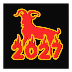 2027 Jaar Van De Vuur Geit Foto Afdruk