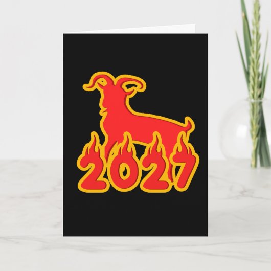 2027 Jaar Van De Vuur Geit Kaart (Voorkant)