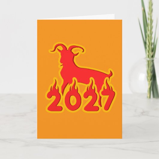 2027 Jaar Van De Vuur Geit Kaart (Voorkant)