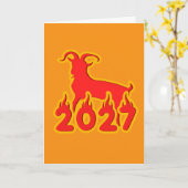 2027 Jaar Van De Vuur Geit Kaart (Gele Bloem)