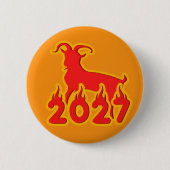2027 Jaar Van De Vuur Geit Ronde Button 5,7 Cm (Voorkant)