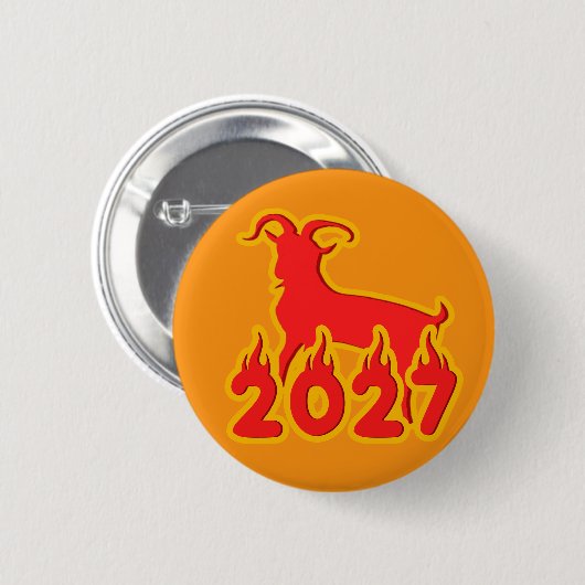 2027 Jaar Van De Vuur Geit Ronde Button 5,7 Cm (Voorkant /achterkant)