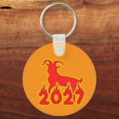 2027 Jaar Van De Vuur Geit Sleutelhanger (Achterkant)