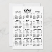 2027 Jaarkalender Basis Zwart Wit Kaart  (Voorkant)