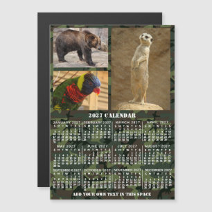 2027 Jaarkalender Camouflage Voeg 3 Aangepaste Fot Magnetische Uitnodiging