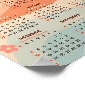 2027 Jaarkalender Groovy Vintage Pastel Spiraal Poster (Hoek)