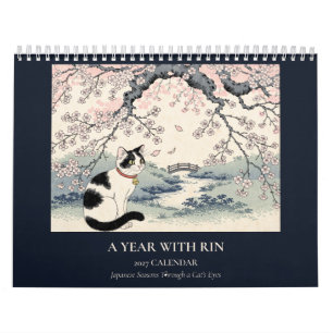 2027 Japanse kat kunst muurkalender   Een jaar met Kalender