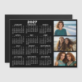 2027 Kalender 3 Foto's Basic Zwart Minimaal Magnee (Voorkant / Achterkant)