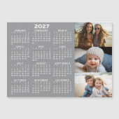 2027 Kalender 3 Foto's Minimal Grauwit Magneet (Voorkant)