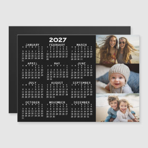 2027 Kalender 3 Foto's Minimalistisch Zwart Wit Ma