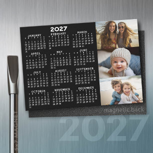2027 Kalender 3 Foto's Minimalistisch Zwart Wit Ma
