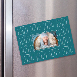 2027 Kalender Aangepaste Familie Foto Turkoois Bla
