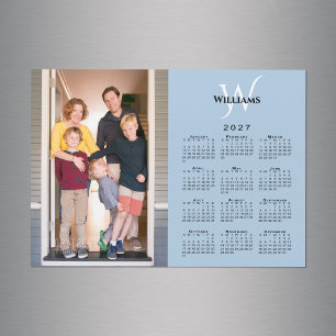2027 Kalender Aangepaste Foto Monogram Blauwe Magn