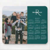 2027 Kalender Aangepaste Foto Monogram Naam Teal Muismat (Voorkant)