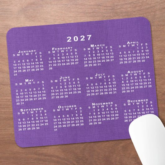2027 Kalender Aangepaste Foto Paarse Linnen Textuu Muismat