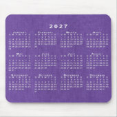 2027 Kalender Aangepaste Foto Paarse Linnen Textuu Muismat (Voorkant)