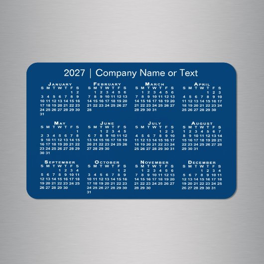 2027 Kalender Aangepaste Tekst Blauw Magneet