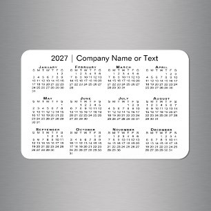 2027 Kalender Aangepaste Tekst Wit Magneet