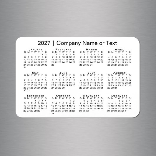 2027 Kalender Aangepaste Tekst Wit Magneet