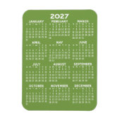 2027 Kalender - Basic Minimaal Groen Wit Modern Magneet (Verticaal)