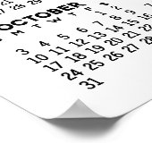 2027 Kalender - Basic Minimaal Zwart en Wit Poster (Hoek)