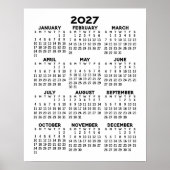 2027 Kalender - Basic Minimaal Zwart en Wit Poster (Voorkant)