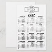 2027 Kalender - Basic Zwart Minimaal Logo Briefpapier (Voorkant / Achterkant)