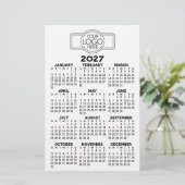 2027 Kalender - Basic Zwart Minimaal Logo Briefpapier (Staand voorkant)