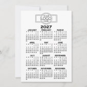 2027 Kalender - Basic Zwart Minimaal Logo Feestdagenkaart (Voorkant)