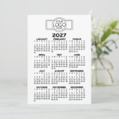 2027 Kalender - Basic Zwart Minimaal Logo Feestdagenkaart (Staand voorkant)