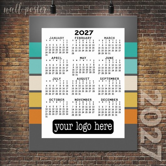 2027 Kalender - Basic Zwart Wit Minimaal Poster