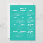 2027 Kalender - Basis Aqua Minimaal Feestdagenkaart (Voorkant)