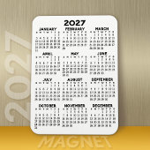 2027 Kalender - Basis Minimaal Zwart en Wit Magneet