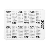2027 Kalender - Basis Minimaal Zwart en Wit Magneet (Horizontaal)